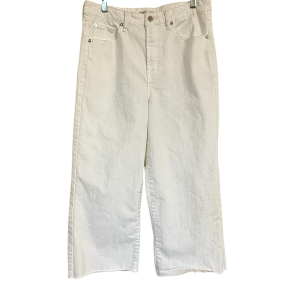 Oat New York Denim - Oat New York Raw Hem Cropped Flare Jeans – White - Women’s Size 12/31